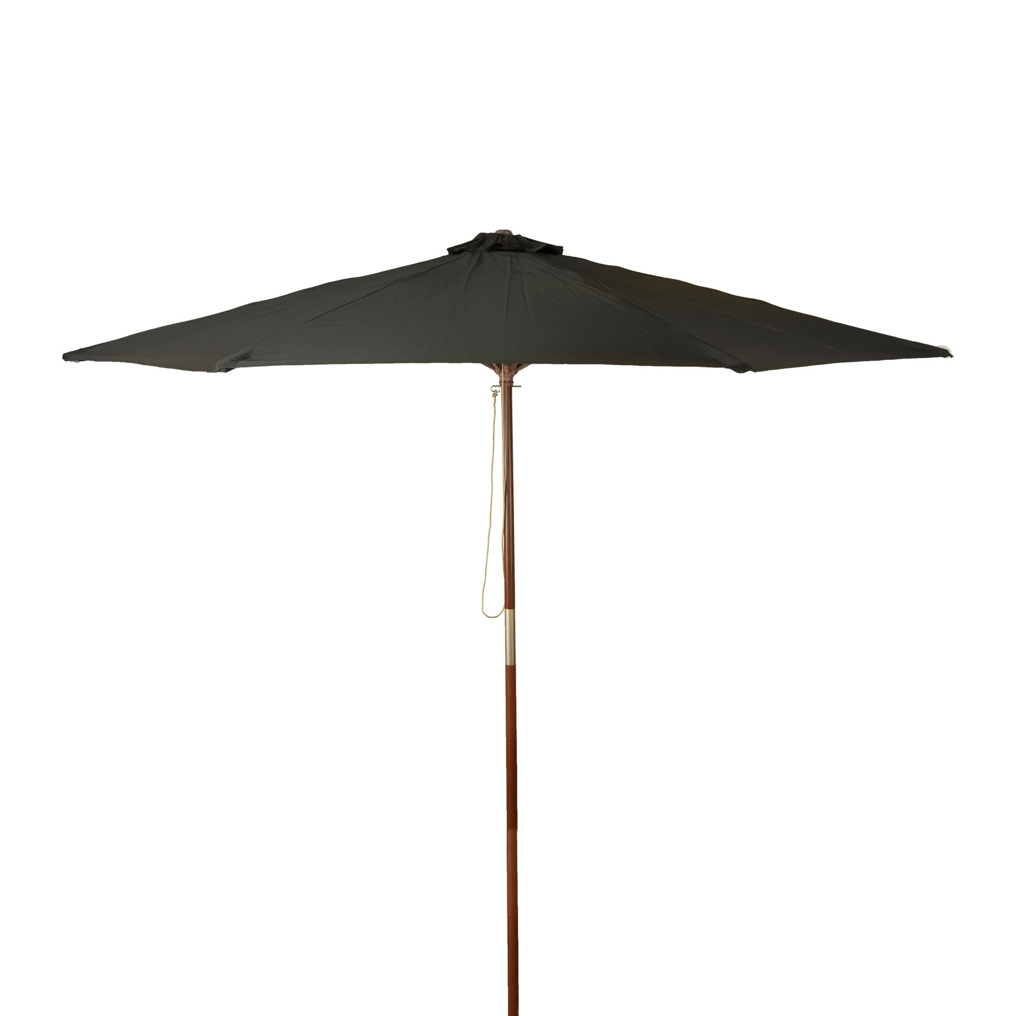 Heininger DestinationGear, Classic Wood 9ft. Market Umbrella in Black, Shape Octagon, Model# 1126
